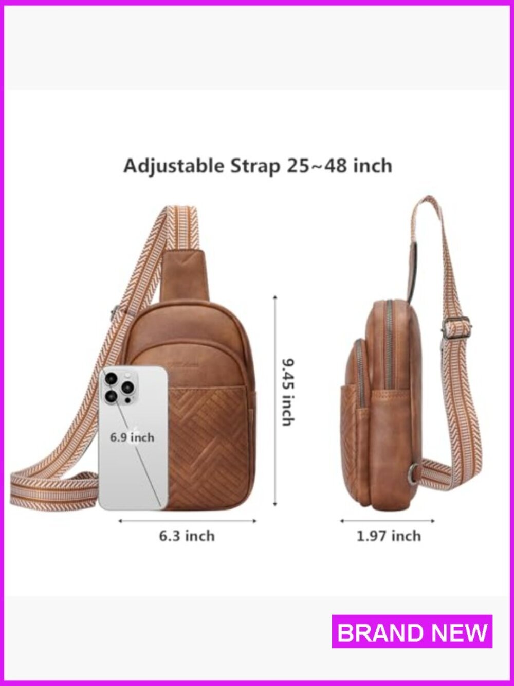 Faux Leather Crossbody Sling Bag Anti-Theft RFID Travel Purse Chic Minimal - Picture 6 of 7
